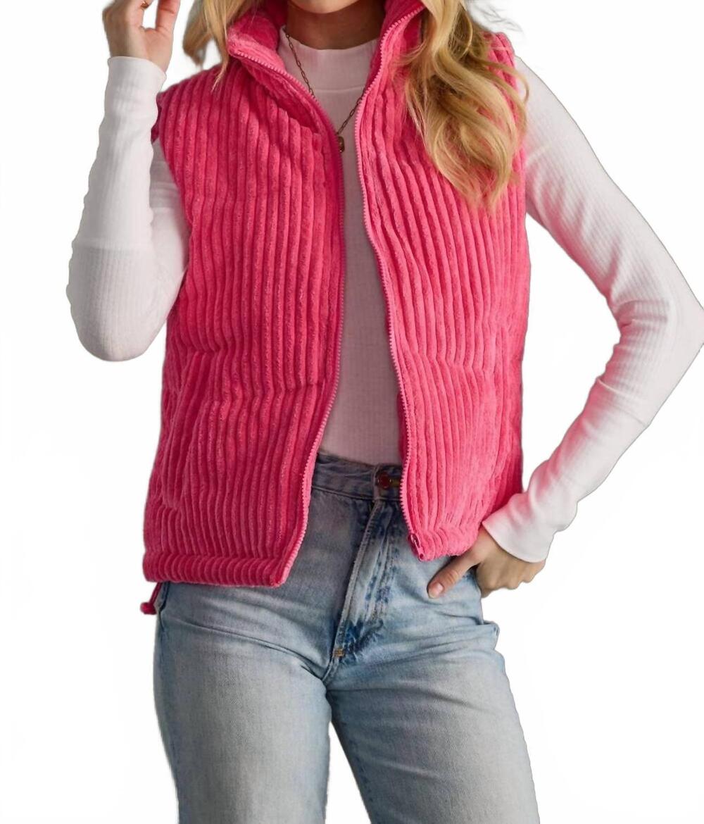 NEW PANACHE corduroy puffer vest - plus in pink